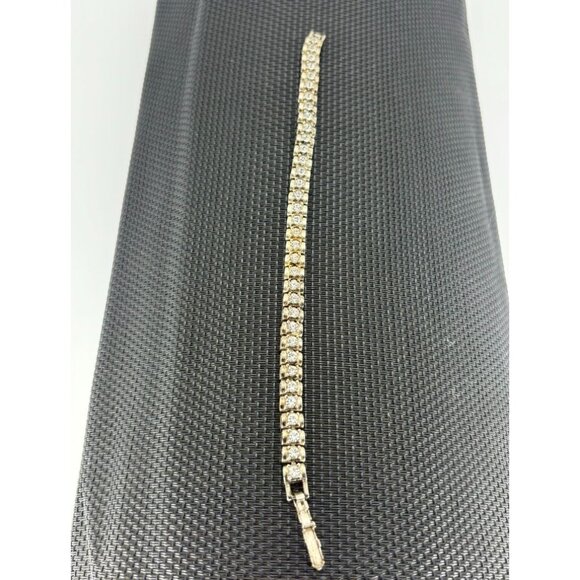 Vintage Avon Rhinestone and Silver Tone Tennis Bracelet, Signed "Avon" and "SO"" - Picture 10 of 11